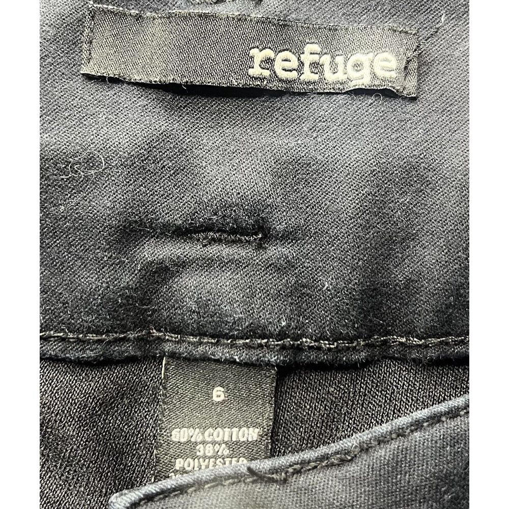 Refuge Short Shorts‎ Womens 6 Black Gold Button Cotton Blend Faux Pockets - Picture 3 of 7